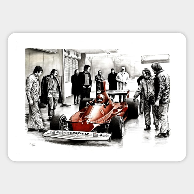 Niki Lauda. Ferrari 312T Sticker by oleynik